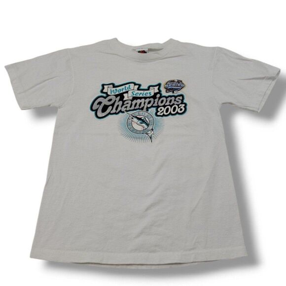 Vintage Fruit Of The Loom Shirt Size Small Florida Marlins 2003 World Series Cha - Picture 1 of 7